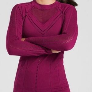 ATHLETA Oxygen Mesh Long Sleeve, Size Small, Color Magenta